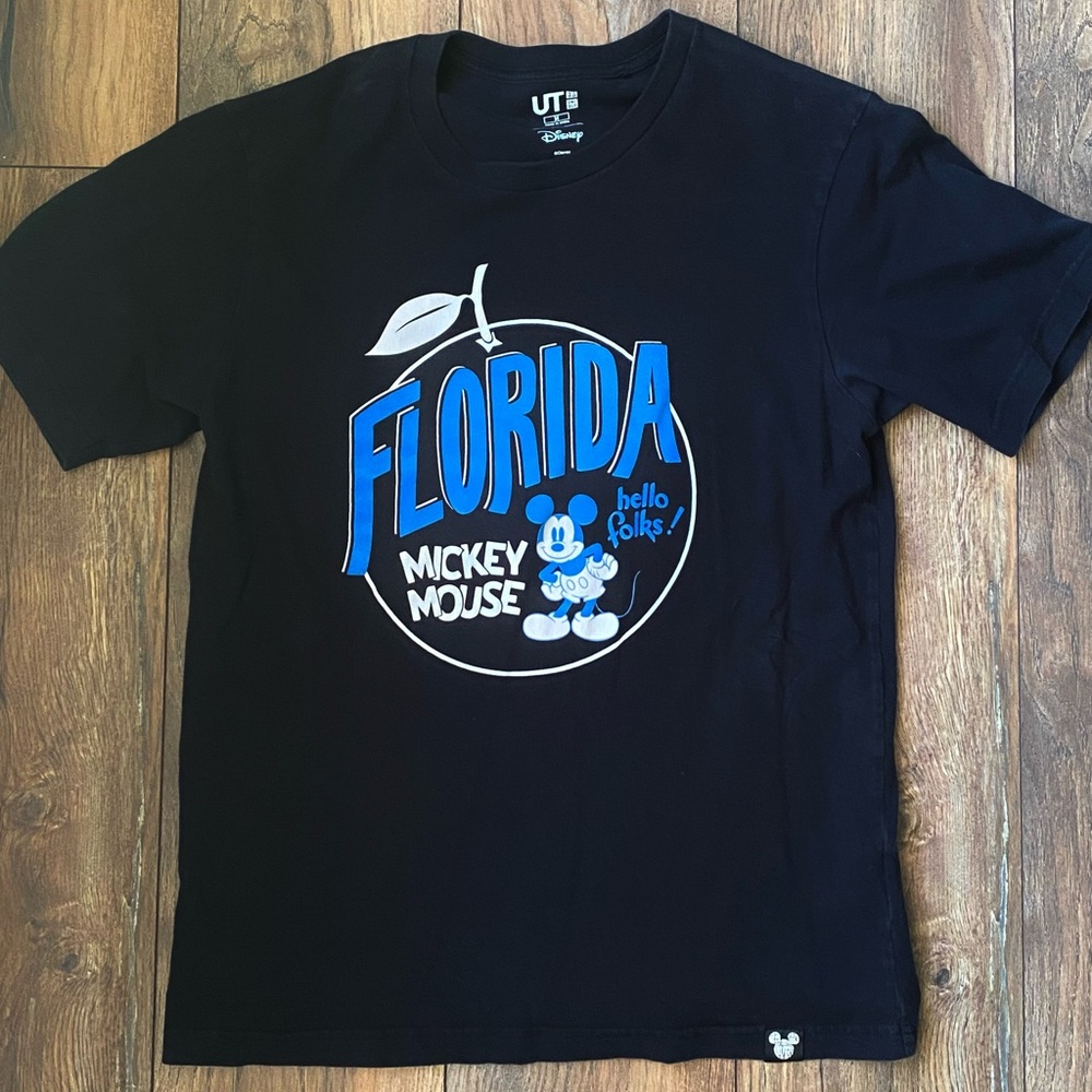Uniqlo UT x Disney Collection Mickey Mouse City Logo Florida Black T-shirt USED